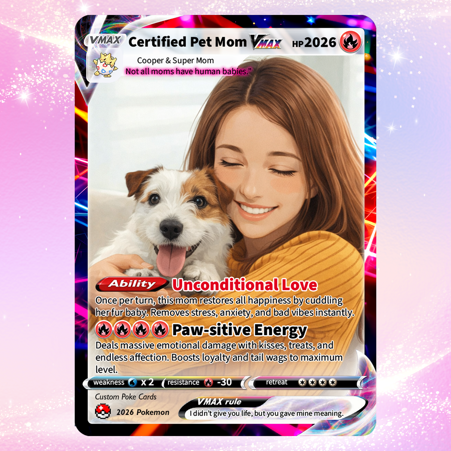 Custom Pet Mom Pokémon Card – Personalized Dog Mom Mother's Day Gift - Customizable Gift from Husband Daughter, Son | Ghibli - Anime Style Trading Card - CPC-83