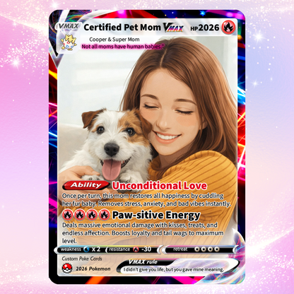 Custom Pet Mom Pokémon Card – Personalized Dog Mom Mother's Day Gift - Customizable Gift from Husband Daughter, Son | Ghibli - Anime Style Trading Card - CPC-83