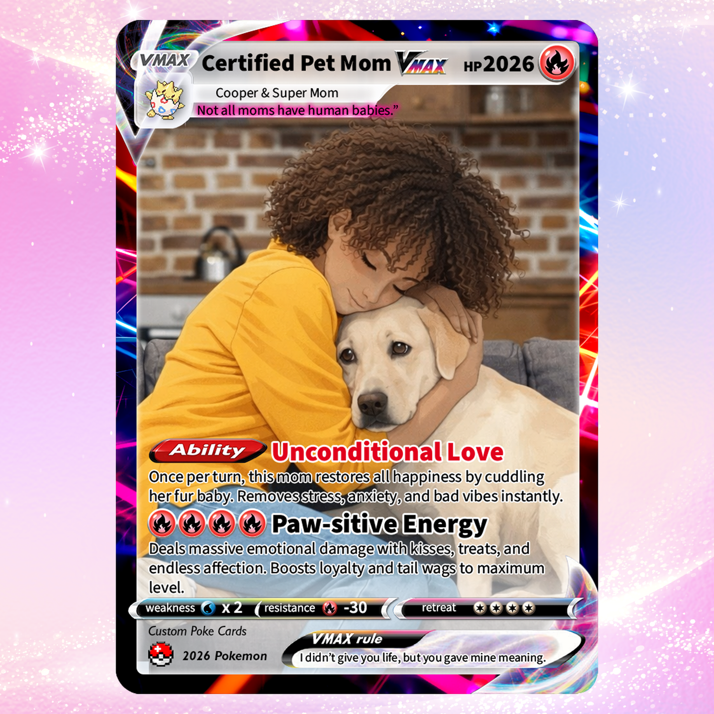 Custom Pet Mom Pokémon Card – Personalized Dog Mom Mother's Day Gift - Customizable Gift from Husband Daughter, Son | Ghibli - Anime Style Trading Card - CPC-83