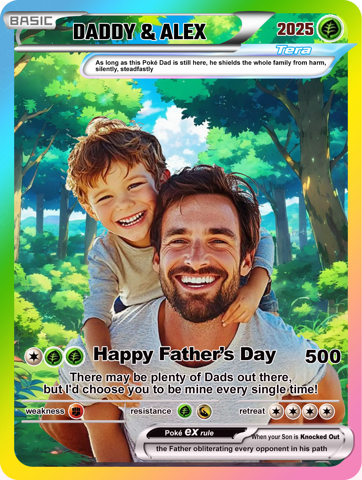 Custom Pokemon Card  - Anime-Inspired Personalized Pokemon Card for Dad - Personalized Poke Card Custom Gift for Dad - CPC-17