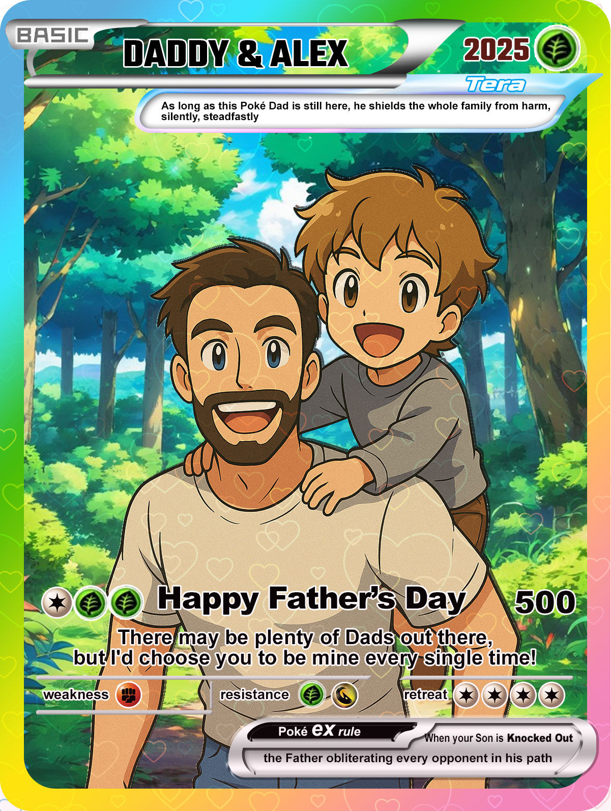 Custom Pokemon Card  - Anime-Inspired Personalized Pokemon Card for Dad - Personalized Poke Card Custom Gift for Dad - CPC-17