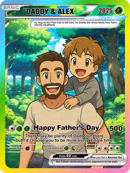 Custom Pokemon Card  - Anime-Inspired Personalized Pokemon Card for Dad - Personalized Poke Card Custom Gift for Dad - CPC-17