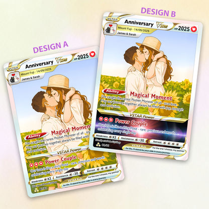 Anime Transformation Custom Pokemon Card - Personalized Poke Card for Couples - Holographic Effect Available - CPC-30