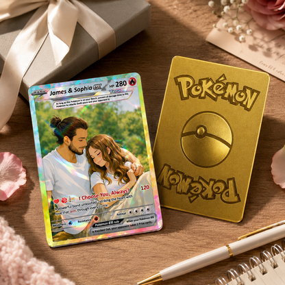 Custom Pokémon Cards with Anime Picture, Personalized Poke Cards Animated Style Gifts for Him and Her - CPC-04.B