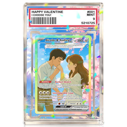 Custom Acrylic Pokemon Card Display Block - Custom Game-Inspired Card Block for Couples - Customized Acrylic Animated Style Plaque for Lovers | Best Valentine Gifts for Him, Her - CPC-15-BL