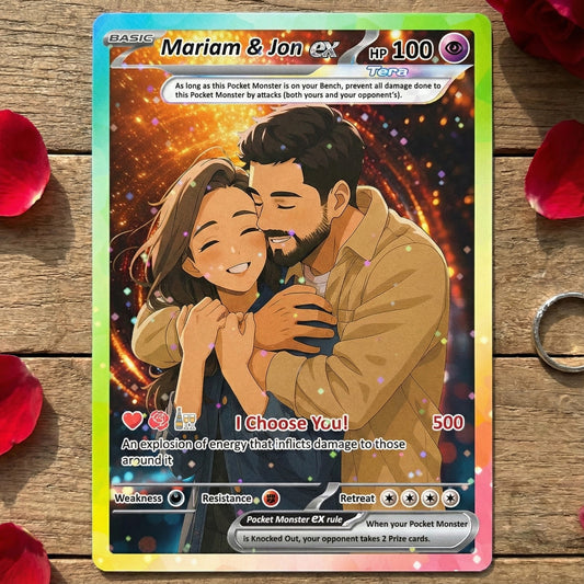 Custom Pokémon Cards with Anime Picture, Personalized Poke Cards Animated Style Gifts for Him and Her - CPC-04