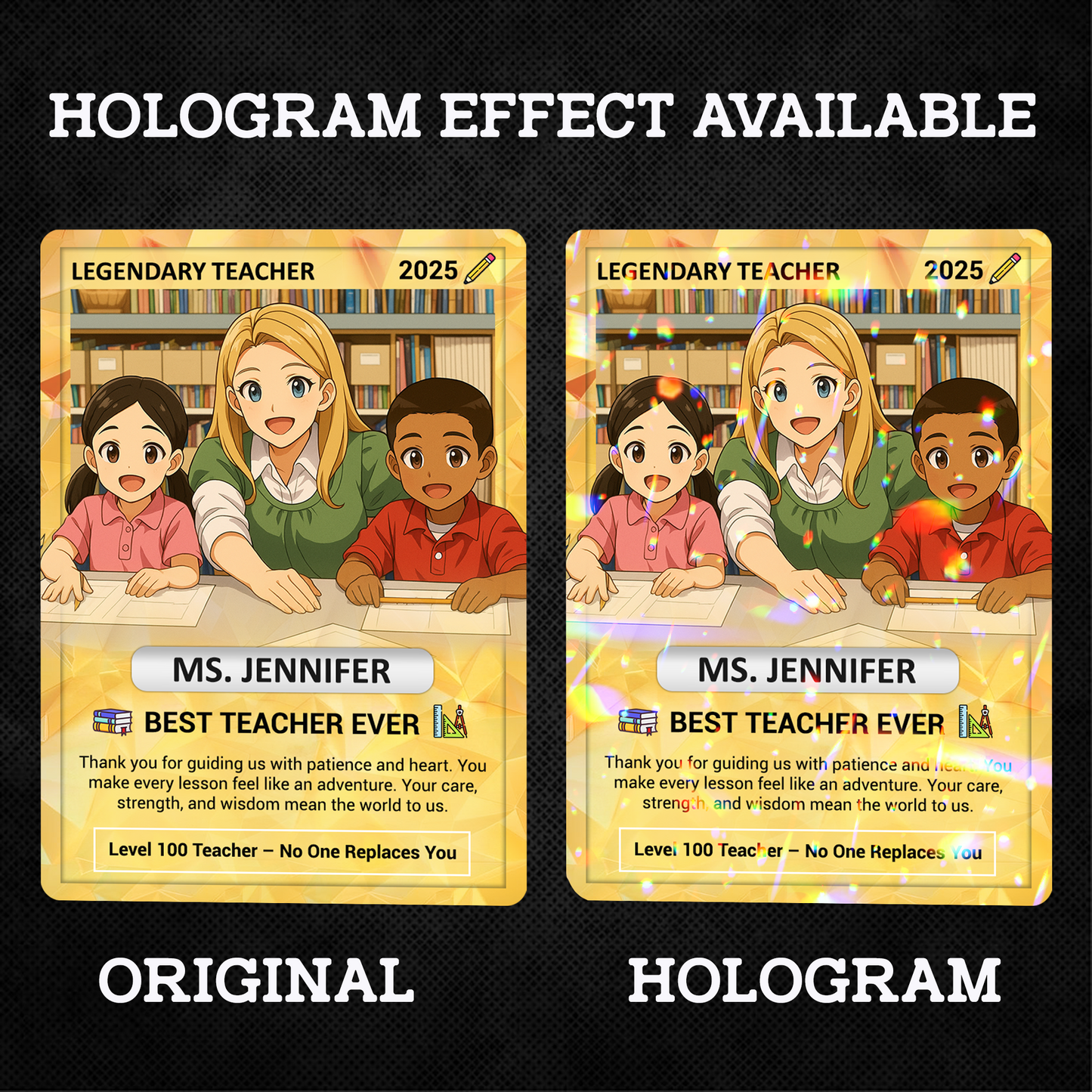 Legendary Teacher Gift Card, Custom Pokemon Cards Teacher Appreciation, Change Your Photo to Ghibli Style, Thank You Teacher Gift, Personalized Pokemon Cards - CPC-67