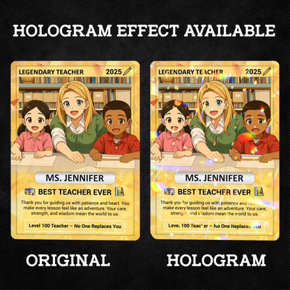 Legendary Teacher Gift Card, Custom Pokemon Cards Teacher Appreciation, Change Your Photo to Ghibli Style, Thank You Teacher Gift, Personalized Pokemon Cards - CPC-67