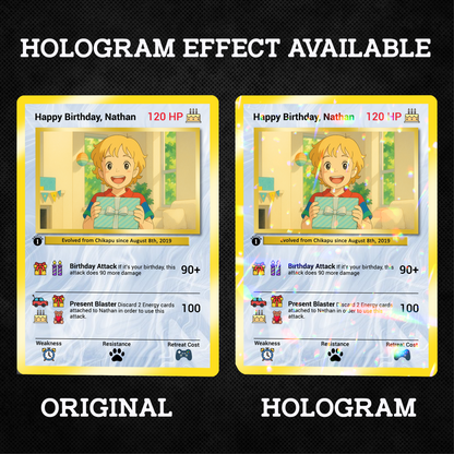 Happy Birthday Custom Pokémon Card, Anime Ghibli-style Art Transformation Personalized Pokémon Card for Date of Birth - CPC-49