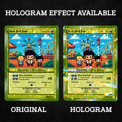 Father's Day Best Dad Ever Custom Pokemon Card - Customizable Trading Cards with Photo & Pixel Characters - Anime-Inspired Personalized Pokemon Card for Dad - CPC-76