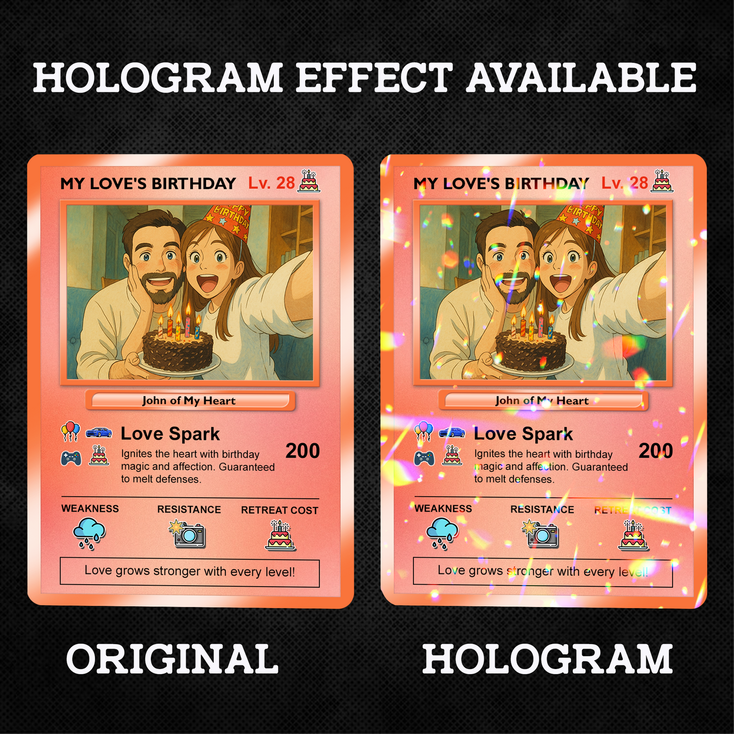 Customizable Pokemon Cards for Birthday, Anime Transformation Personalized Pokemon Card, Birthday Custom Pokemon Card for Couples - CPC-45