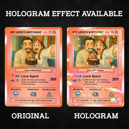 Customizable Pokemon Cards for Birthday, Anime Transformation Personalized Pokemon Card, Birthday Custom Pokemon Card for Couples - CPC-45