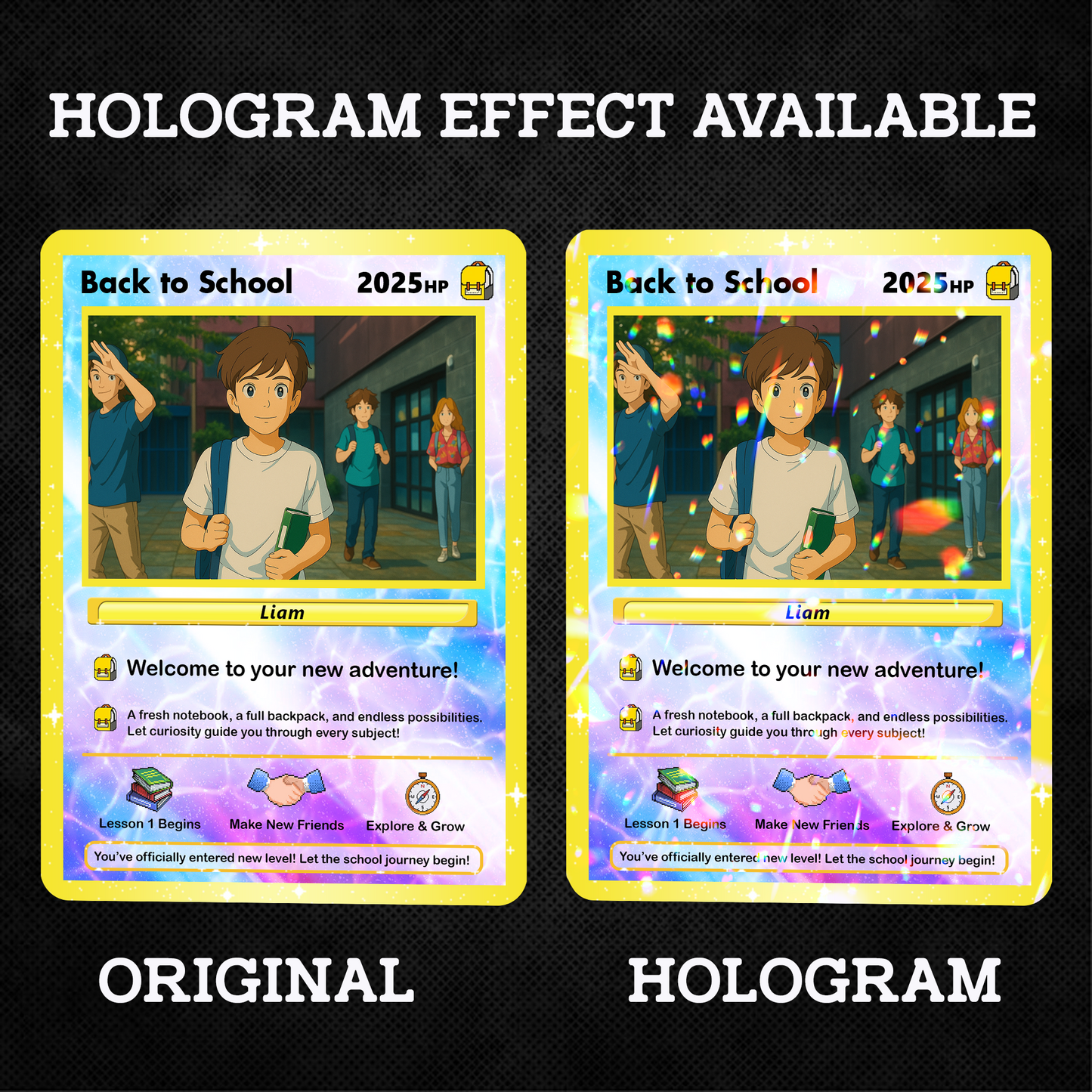 Back to School Custom Pokemon Card with Anime Style Transformation, Personalized Pokemon Card for First Day of School, Gift for Students, Son, Daughter - CPC-71