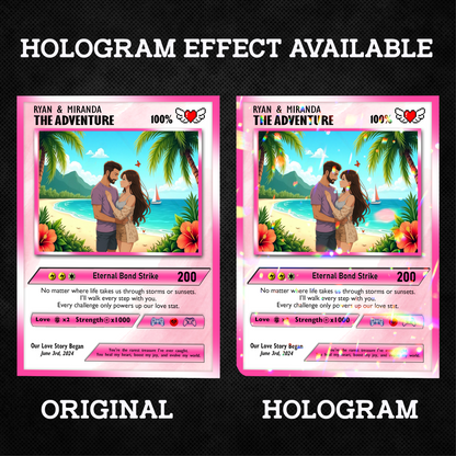 Happy Valentines Card, Custom Pokémon Cards with Anime Picture, Personalized Poke Cards Animated Style Gifts for Him and Her - CPC-72