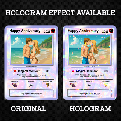 Anime-Inspired Ghibli Aesthetic Pocket Monster Gift - Custom Poke Card for Couple - Holographic Effect Available - CPC-23