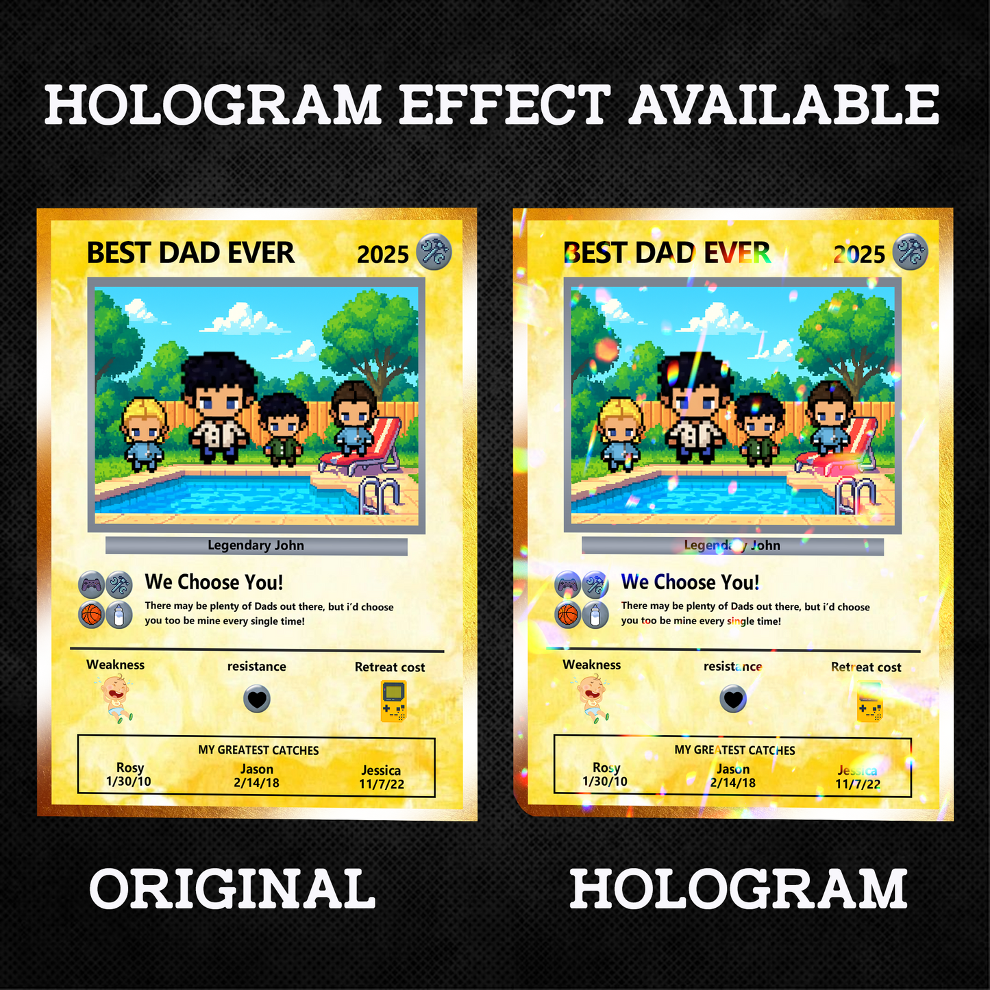 Father's Day Custom Pokemon Card by Pixel Characters  - Anime-Inspired Personalized Pokemon Card for Dad - Customizable Trading Cards with Photo - CPC-38