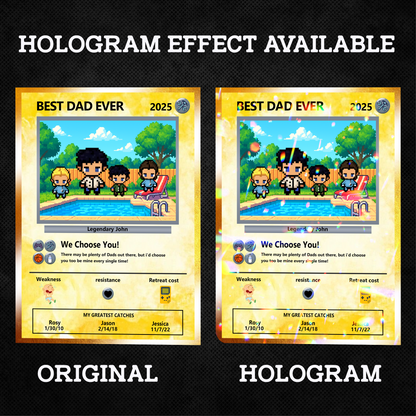 Father's Day Custom Pokemon Card by Pixel Characters  - Anime-Inspired Personalized Pokemon Card for Dad - Customizable Trading Cards with Photo - CPC-38