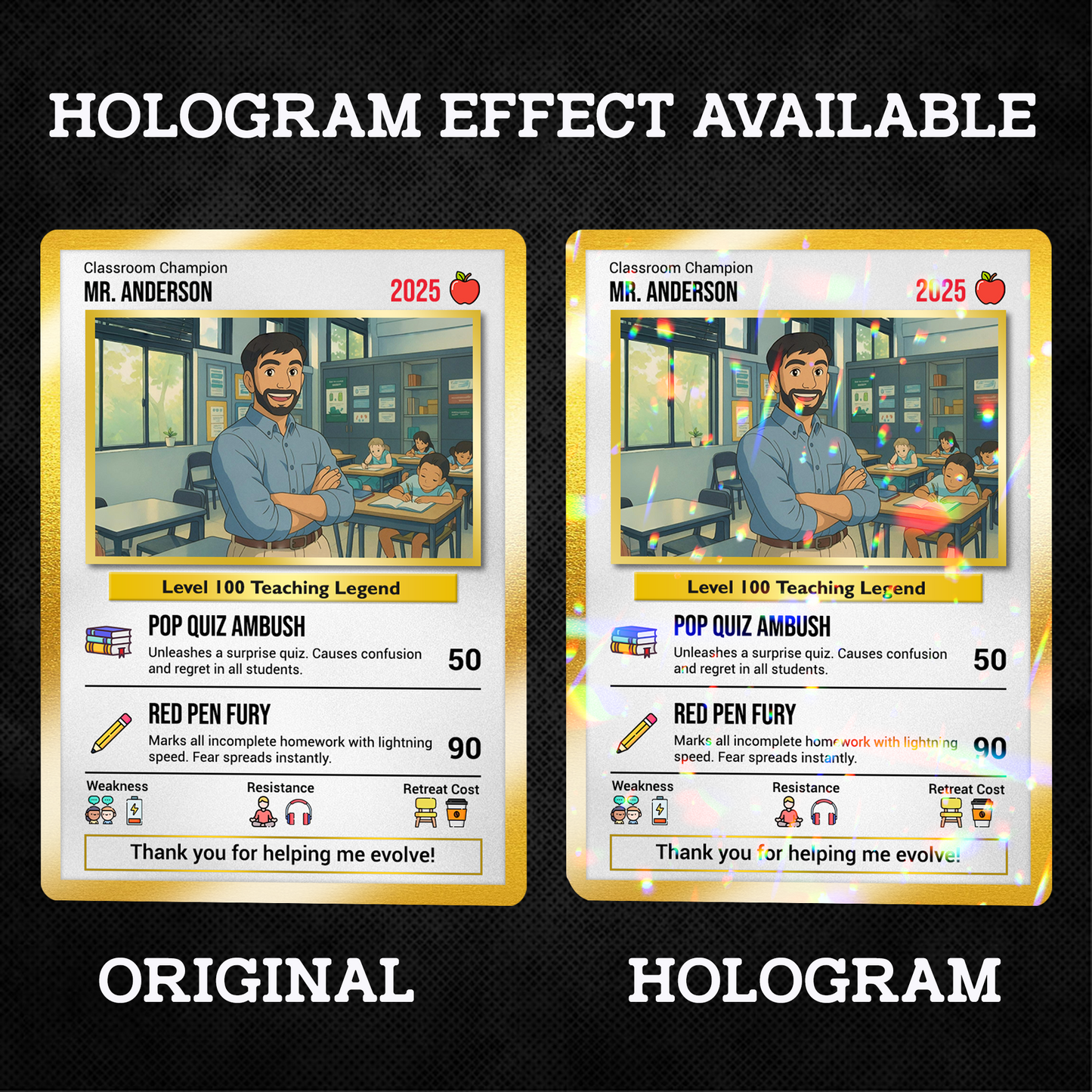 Classroom Champion Gift Card, Custom Pokemon Cards Teacher Appreciation, Change Your Photo to Ghibli Style, Thank You Teacher Gift, Personalized Pokemon Cards - CPC-65