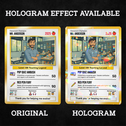 Classroom Champion Gift Card, Custom Pokemon Cards Teacher Appreciation, Change Your Photo to Ghibli Style, Thank You Teacher Gift, Personalized Pokemon Cards - CPC-65