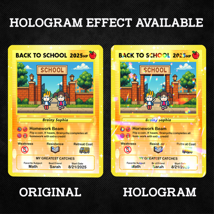 Art Characters & Anime Style Custom Pokemon Cards for Back to School, Personalized Pokemon Card for First Day of School, Gift for Students, Son, Daughter - CPC-69