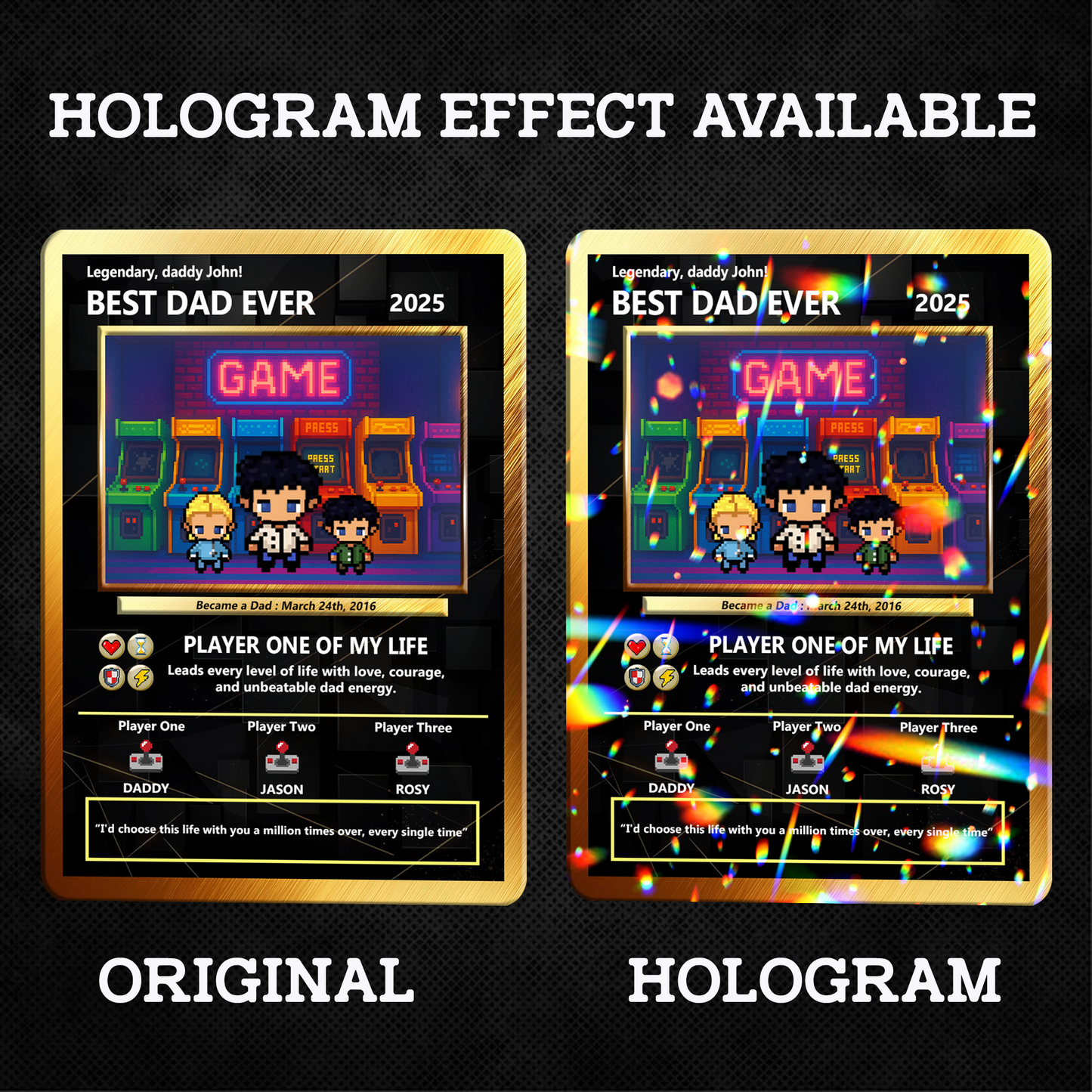 Best Dad Custom Pokemon Card by Pixel Characters  - Anime-Inspired Personalized Pokemon Card for Dad - Customizable Trading Cards with Photo - CPC-47