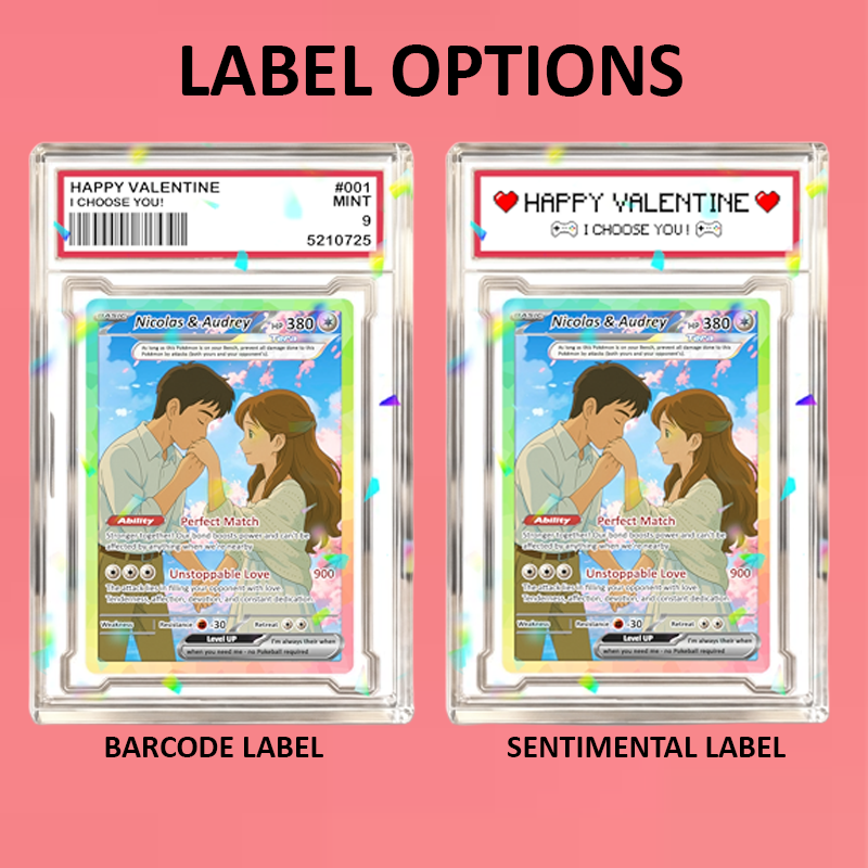 Custom Acrylic Pokemon Card Display Block - Custom Game-Inspired Card Block for Couples - Customized Acrylic Animated Style Plaque for Lovers | Best Valentine Gifts for Him, Her - CPC-15-BL