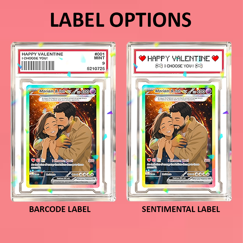 Custom Acrylic Pokemon Card Display Block - Custom Game-Inspired Card Block for Couples - Customized Acrylic Animated Style Plaque for Lovers | Best Valentine Gifts for Him, Her - CPC-74