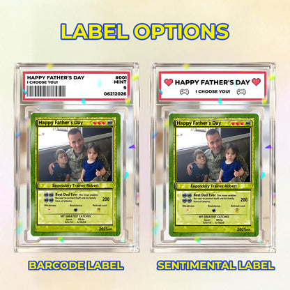 Father's Day Best Dad Ever Custom Pokemon Card - Customizable Trading Cards with Photo & Pixel Characters - Anime-Inspired Personalized Pokemon Card for Dad - CPC-76