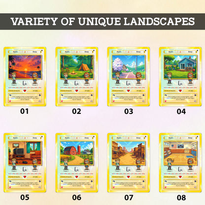 Custom Poke Card for Couple - Anime-Inspired Ghibli Aesthetic Pocket Monster Gift - Characters Customizable - CPC-21