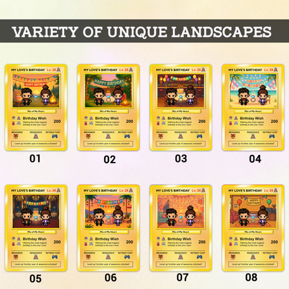 Birthday Custom Pokémon Card for Couples, Pixel Characters & Photo Upload Personalized Pokemon Card, Customizable Pokemon Cards for Birthday - CPC-14