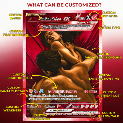 18+ Adult Edition Custom Pokemon Card - Personalized Anime Couple Trading Cards - Pokemon-Inspired Metal, Acrylic & Digital Collectibles - CPC-73
