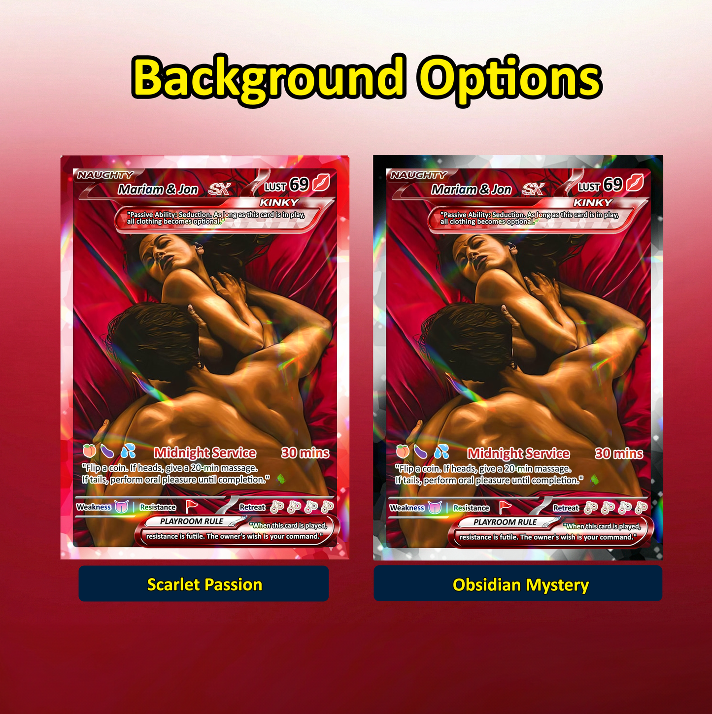 18+ Adult Edition Custom Pokemon Card - Personalized Anime Couple Trading Cards - Pokemon-Inspired Metal, Acrylic & Digital Collectibles - CPC-73