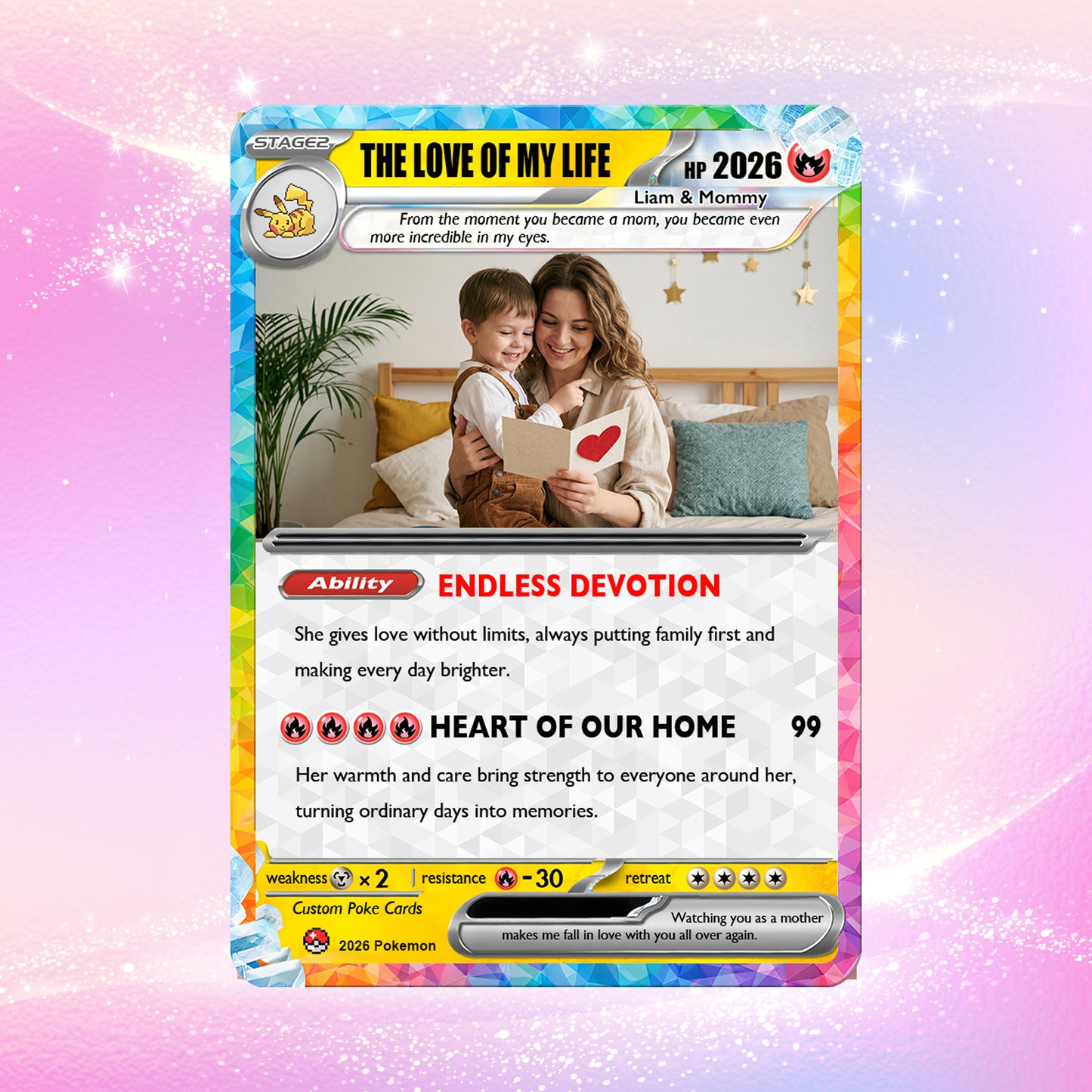 Happy Mother's Day Pokémon Card for Wife - Personalized Pokemon Card - Customizable Gift from Husband | Ghibli - Anime Style Trading Card - CPC-92.A