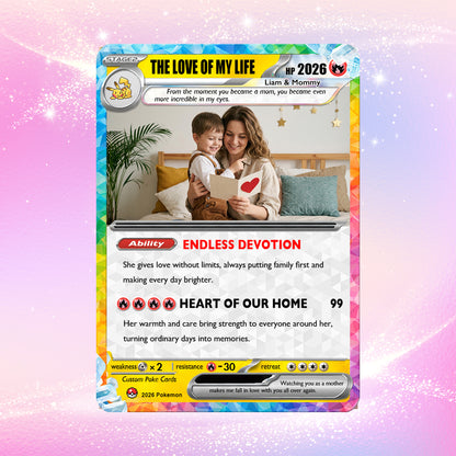 Happy Mother's Day Pokémon Card for Wife - Personalized Pokemon Card - Customizable Gift from Husband | Ghibli - Anime Style Trading Card - CPC-92.A