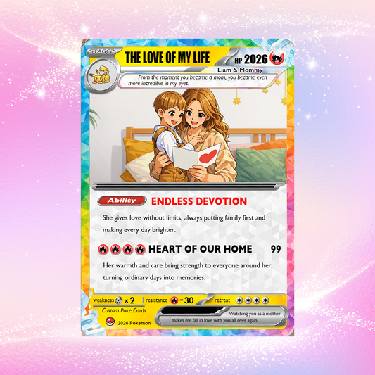 Happy Mother's Day Pokémon Card for Wife - Personalized Pokemon Card - Customizable Gift from Husband | Ghibli - Anime Style Trading Card - CPC-92.A
