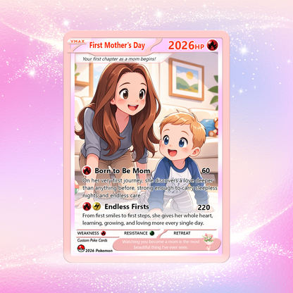 First Mother's Day Personalized Pokemon Card - Custom Pokémon Card for Wife who has 1st Mothers Day - Customizable Gift from Husband - Anime Style Poke Card - CPC-85