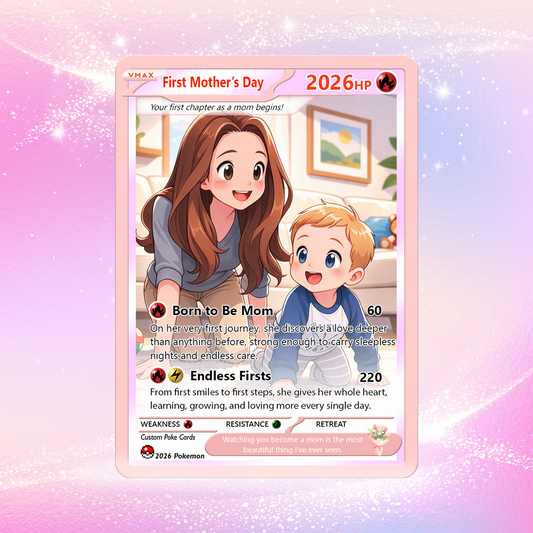 First Mother's Day Personalized Pokemon Card - Custom Pokémon Card for Wife who has 1st Mothers Day - Customizable Gift from Husband - Anime Style Poke Card - CPC-85