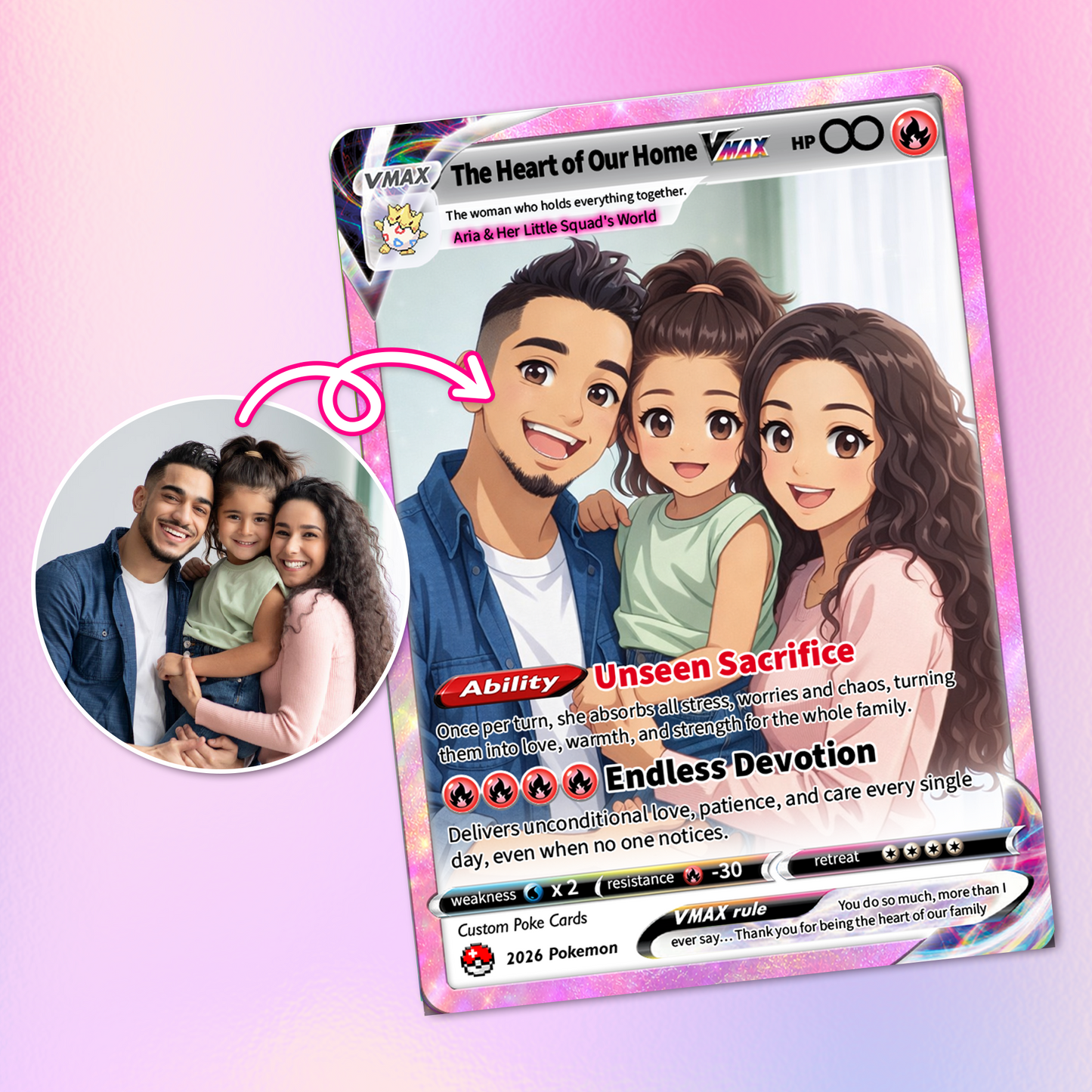 Custom Pokémon Card for Wife - Mother’s Day Personalized Pokemon Card - Customizable Gift from Husband | Ghibli - Anime Style Trading Card - CPC-84