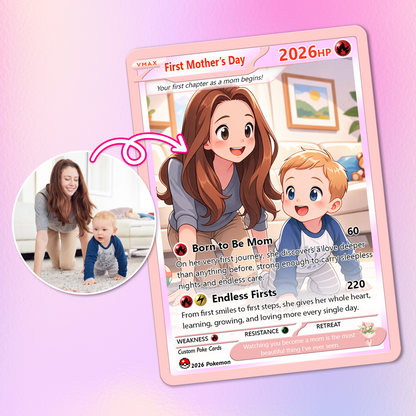 First Mother's Day Personalized Pokemon Card - Custom Pokémon Card for Wife who has 1st Mothers Day - Customizable Gift from Husband - Anime Style Poke Card - CPC-85