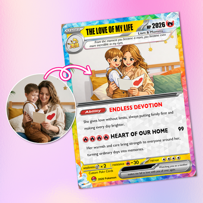 Happy Mother's Day Pokémon Card for Wife - Personalized Pokemon Card - Customizable Gift from Husband | Ghibli - Anime Style Trading Card - CPC-92.A