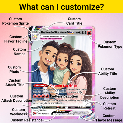 Custom Pokémon Card for Wife - Mother’s Day Personalized Pokemon Card - Customizable Gift from Husband | Ghibli - Anime Style Trading Card - CPC-84