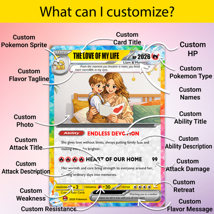 Happy Mother's Day Pokémon Card for Wife - Personalized Pokemon Card - Customizable Gift from Husband | Ghibli - Anime Style Trading Card - CPC-92.A