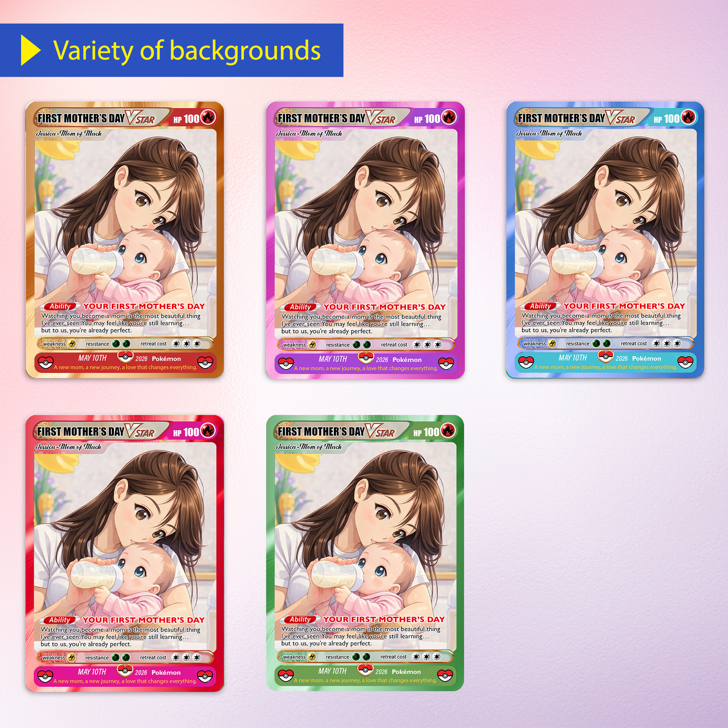 First Mother's Day Custom Pokemon Card - Personalized Pokémon Card for Wife who has 1st Mothers Day - Customizable Gift from Husband - Ghibli Style Poke Card - CPC-86