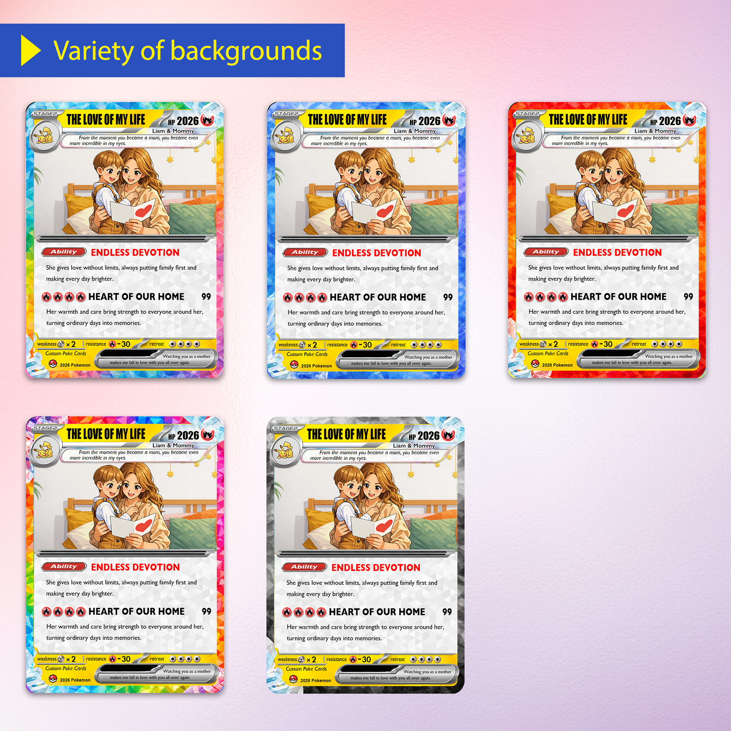 Happy Mother's Day Pokémon Card for Wife - Personalized Pokemon Card - Customizable Gift from Husband | Ghibli - Anime Style Trading Card - CPC-92.A