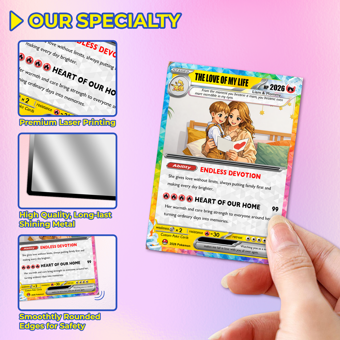Happy Mother's Day Pokémon Card for Wife - Personalized Pokemon Card - Customizable Gift from Husband | Ghibli - Anime Style Trading Card - CPC-92.A