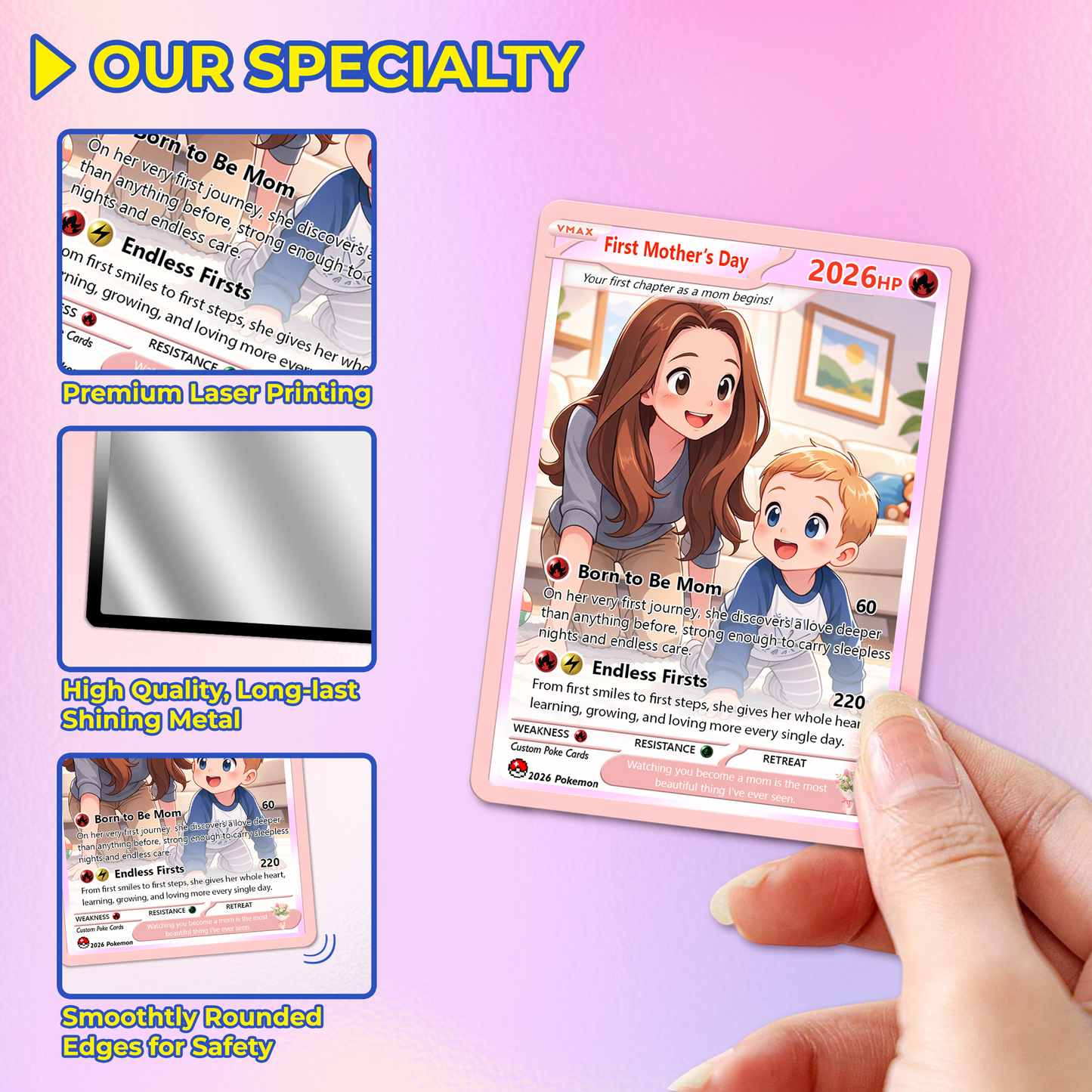 First Mother's Day Personalized Pokemon Card - Custom Pokémon Card for Wife who has 1st Mothers Day - Customizable Gift from Husband - Anime Style Poke Card - CPC-85