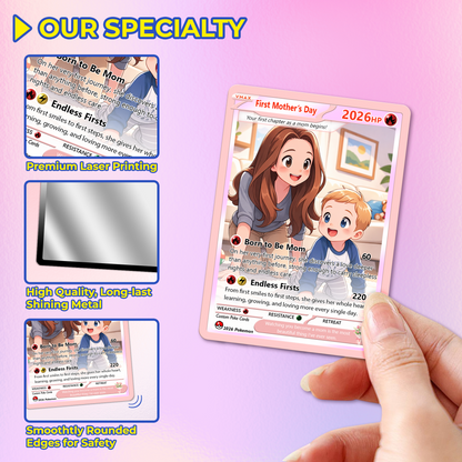 First Mother's Day Personalized Pokemon Card - Custom Pokémon Card for Wife who has 1st Mothers Day - Customizable Gift from Husband - Anime Style Poke Card - CPC-85