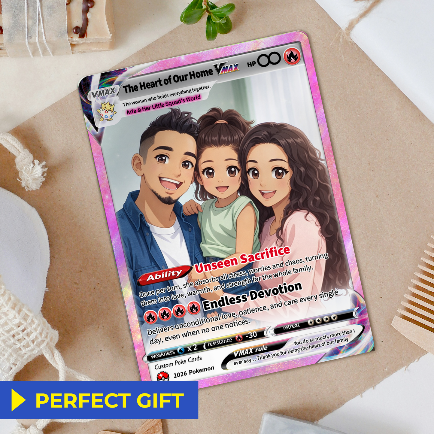 Custom Pokémon Card for Wife - Mother’s Day Personalized Pokemon Card - Customizable Gift from Husband | Ghibli - Anime Style Trading Card - CPC-84