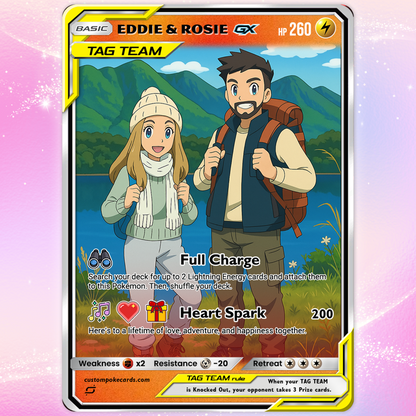 Custom Pokémon Cards with Photo, TAG TEAM Personalized Poke Cards Animated Style Gifts for Him and Her - CPC-75
