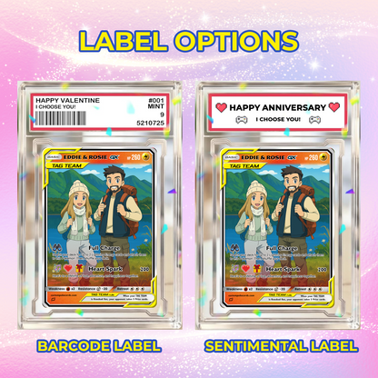 Custom Pokémon Cards with Photo, TAG TEAM Personalized Poke Cards Animated Style Gifts for Him and Her - CPC-75